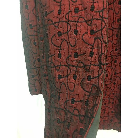 Vintage Chico's Design Red-Black Button Down Coat - Picture 5 of 12